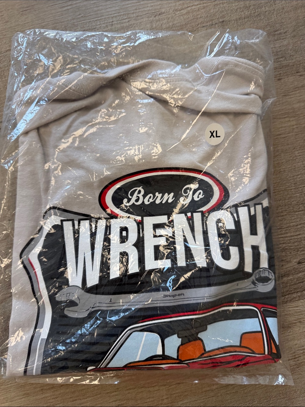 Snap-on White Tee with Red and Black Car Graphic